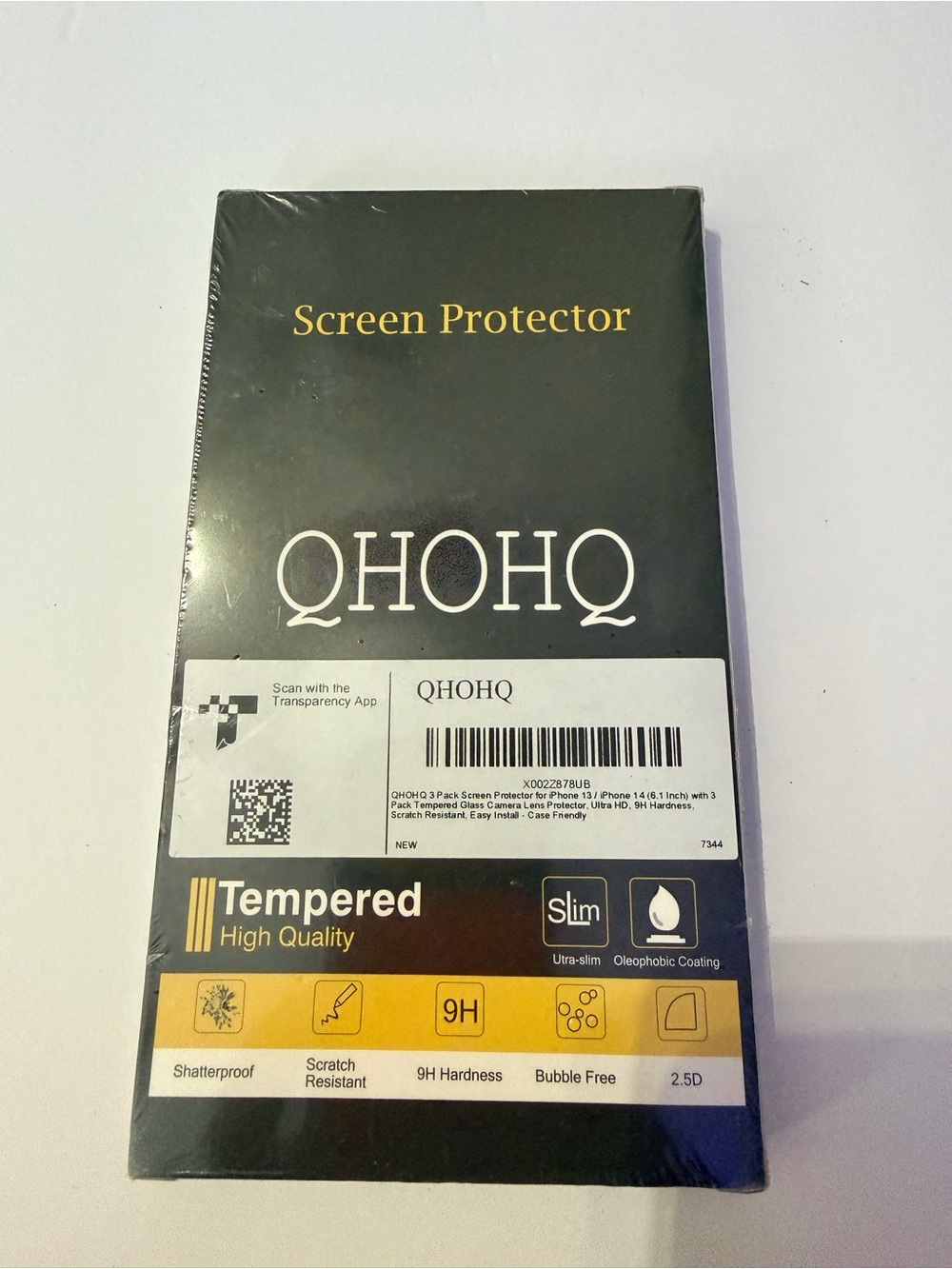 Black Tempered Glass Screen Protector for iPhone 13/14 3pack